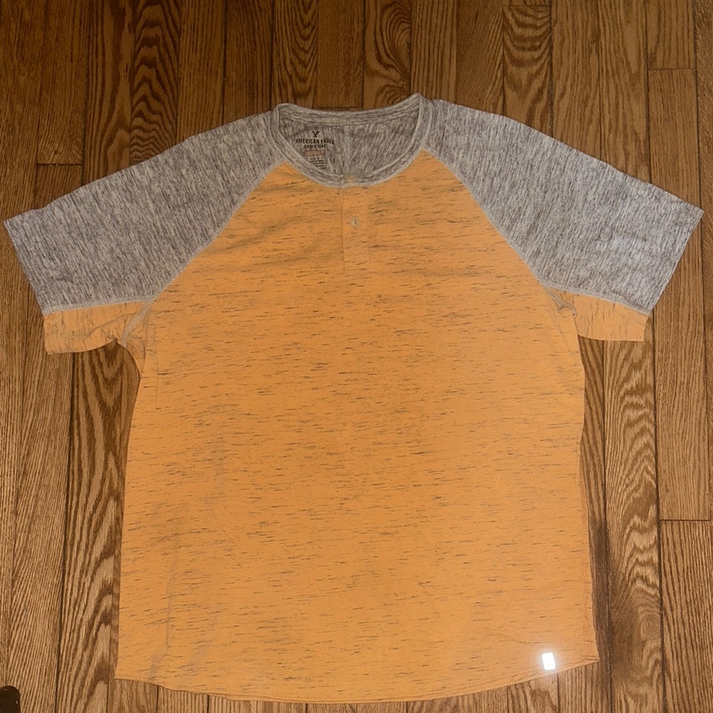 American Eagle Outfitters Heather Gray and Orange Tee